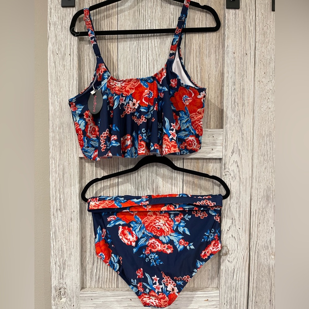 Avidlove 2 pc Swimsuit size XL high waist brief bottoms w/roushing. - Picture 2 of 8